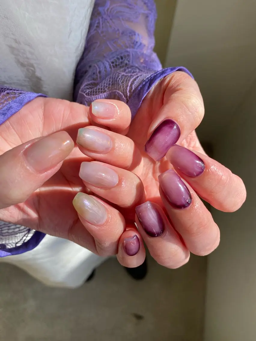 ネイル ジェルネイル マグネットネイル 持ち込み ニュアンスネイル ワンカラーネイル ハンドネイル 草加ニュアンスネイル 🌚hersのネイルデザイン