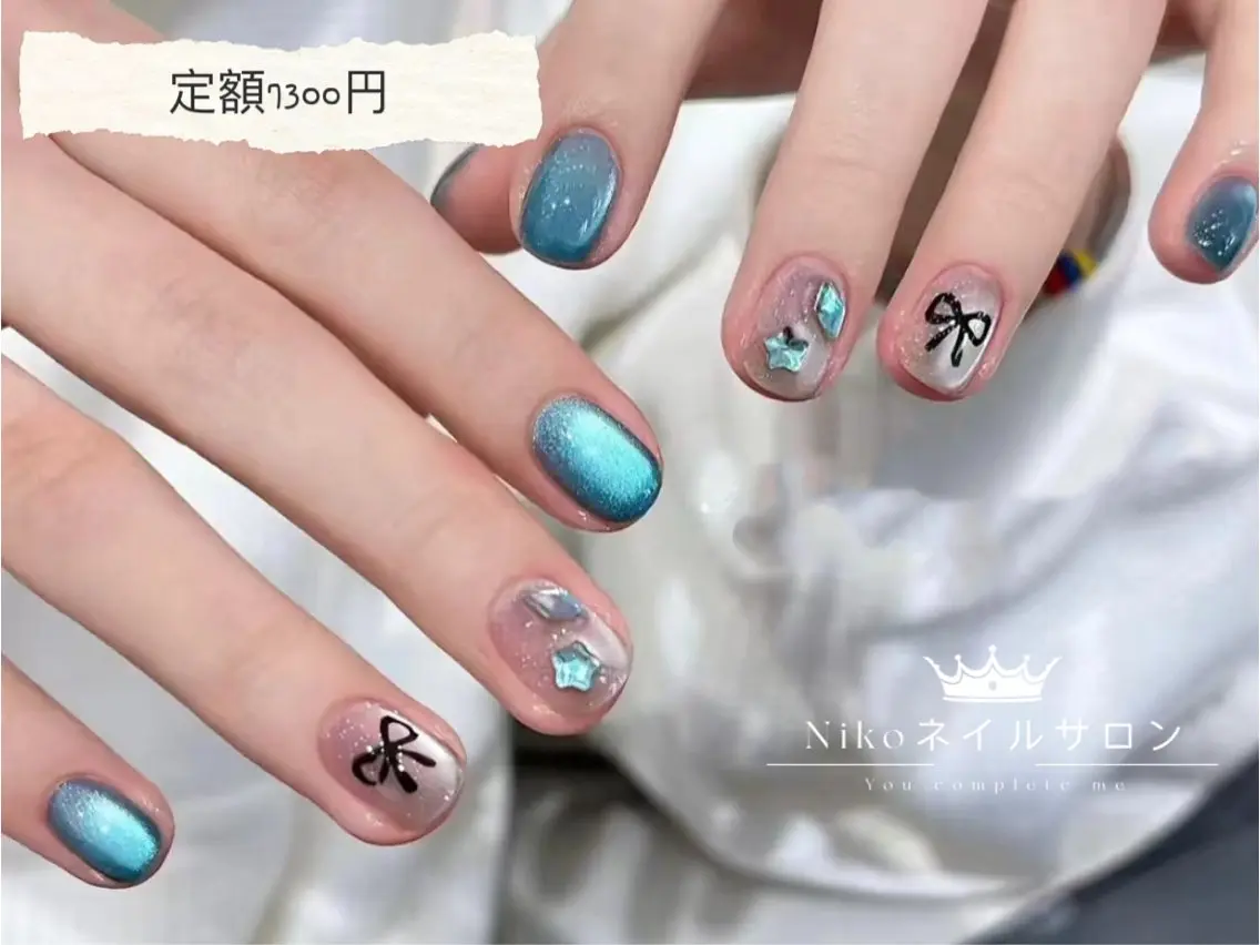 ネイル チークネイル フットネイル フレンチネイル ジェルネイル ガラスフレンチ Nikosalon rikoのネイルデザイン