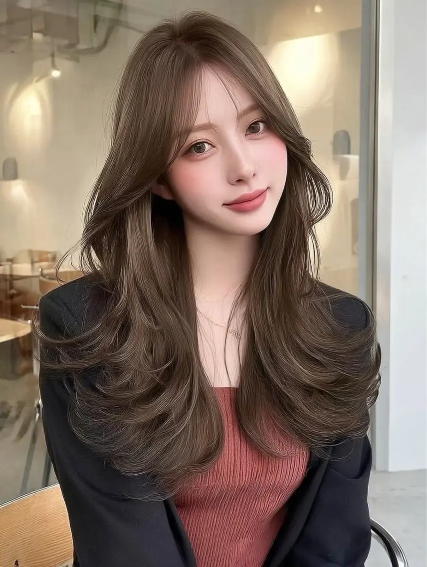 ロング カラー 鍋島 美華のヘアスタイル