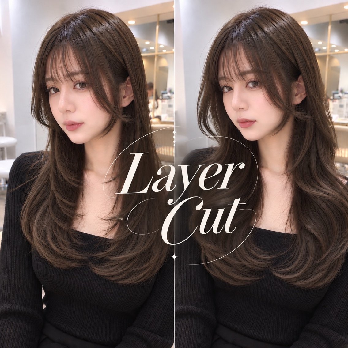 ロング カラー カット ヘアカラー トリートメント moeka レイヤー /艶カラー/韓国のヘアスタイル