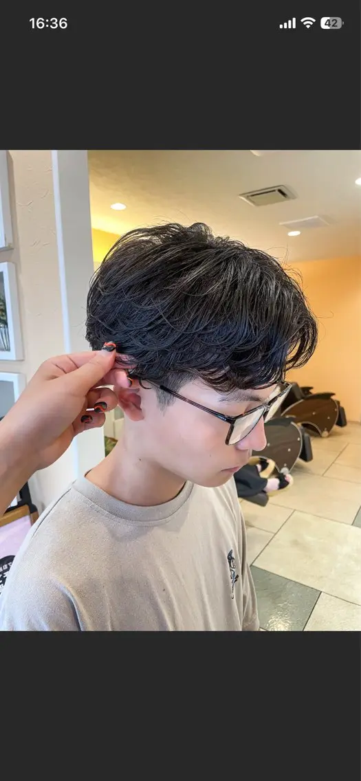 パーマ メンズ カット パーマ フェザーパーマ🧢 清潔感/池田梨紗のヘアスタイル