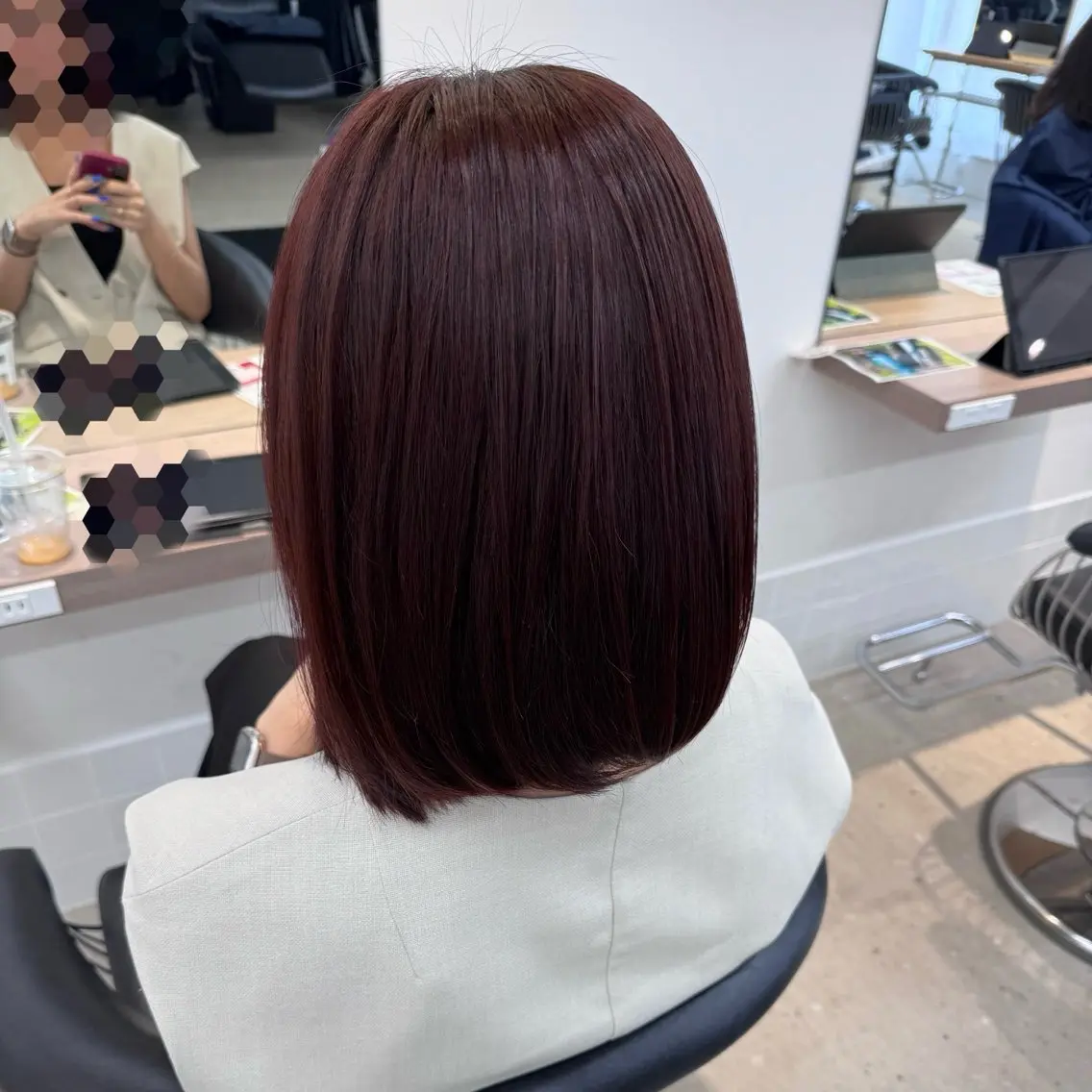 ミディアム カラー ブラウンカラー レッドカラー レッドブラウン ヘアカラー 内田 愛莉のヘアスタイル