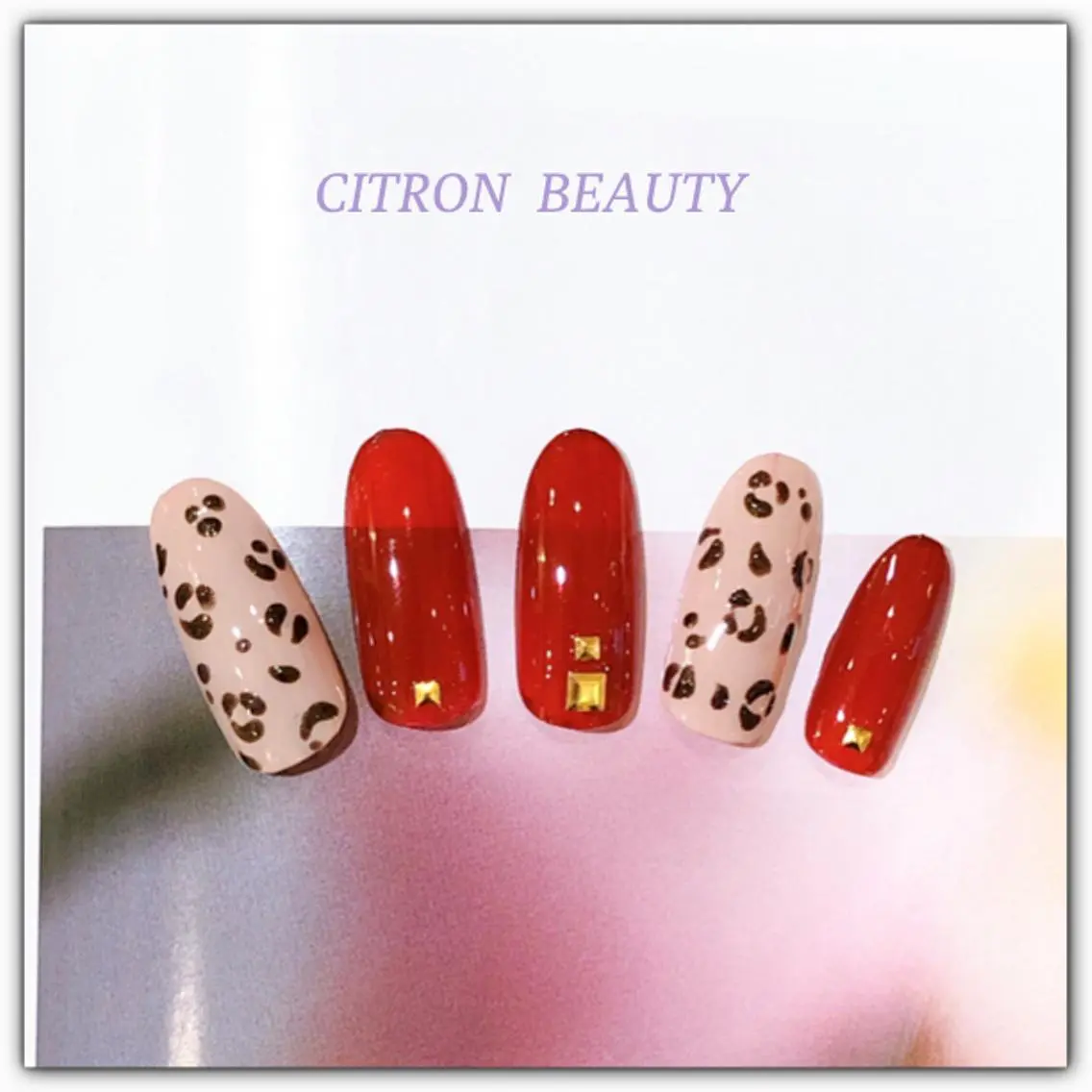 ネイル アニマル柄 ボルドー CITRON NAIL💅練習生のネイルデザイン