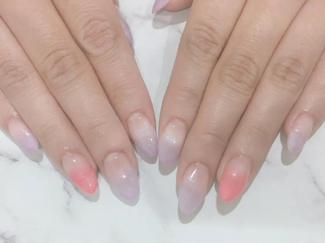 ネイル フラワーネイル ジェルネイル ガーリー ピンク パープル HIRATA RIEのネイルデザイン