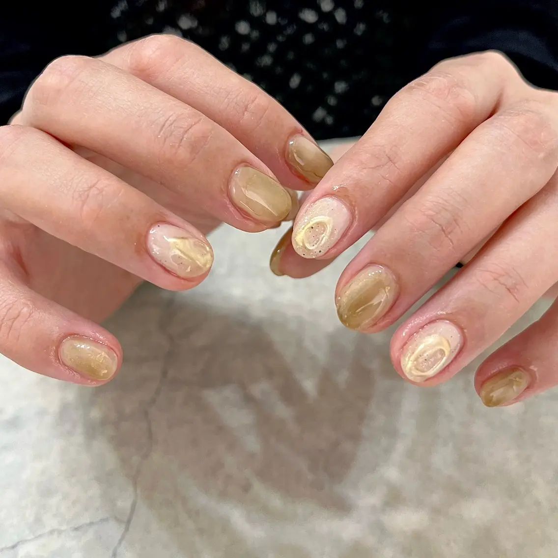 ネイル グリーン ハンドネイル vegh. nail/阿波座のネイルデザイン
