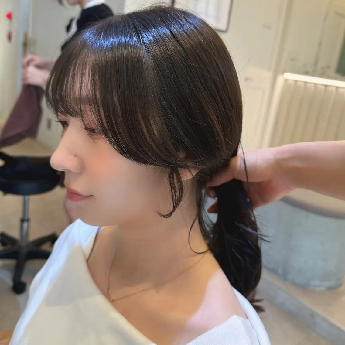セミロング カラー カット ヘアカラー 💘韓国レイヤー上 品カラーruru💘のヘアスタイル