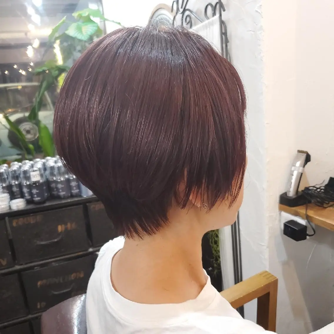 ショート カラー カット ヘアカラー トリートメント 韓国レイヤー柔らかい 地毛風縮毛矯正／マツのヘアスタイル