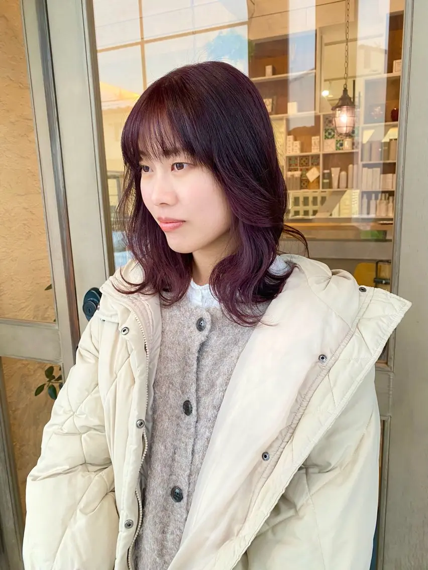 ミディアム カラー カット ヘアカラー 竹内 柚子のヘアスタイル