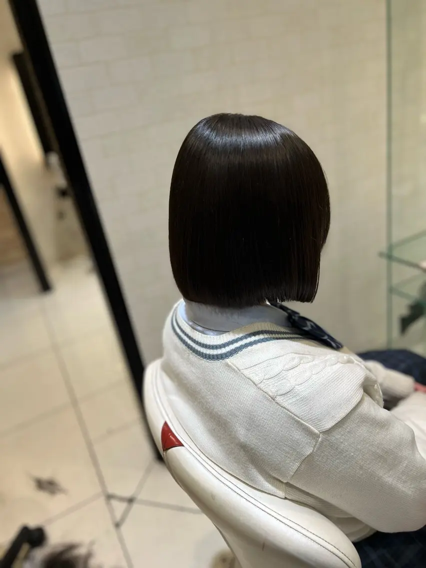 ショート パーマ ボブ ハイライト 髪質改善 韓国風ヘア レイヤーカット カット トリートメント 髪質改善×ハイトーン ✨倉持のヘアスタイル