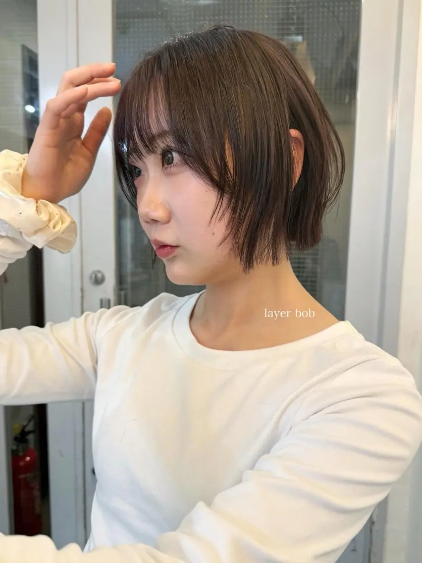 ショート カラー カット ヘアカラー トリートメント ♡アヤメ/レイヤー ボブ♡渋谷のヘアスタイル