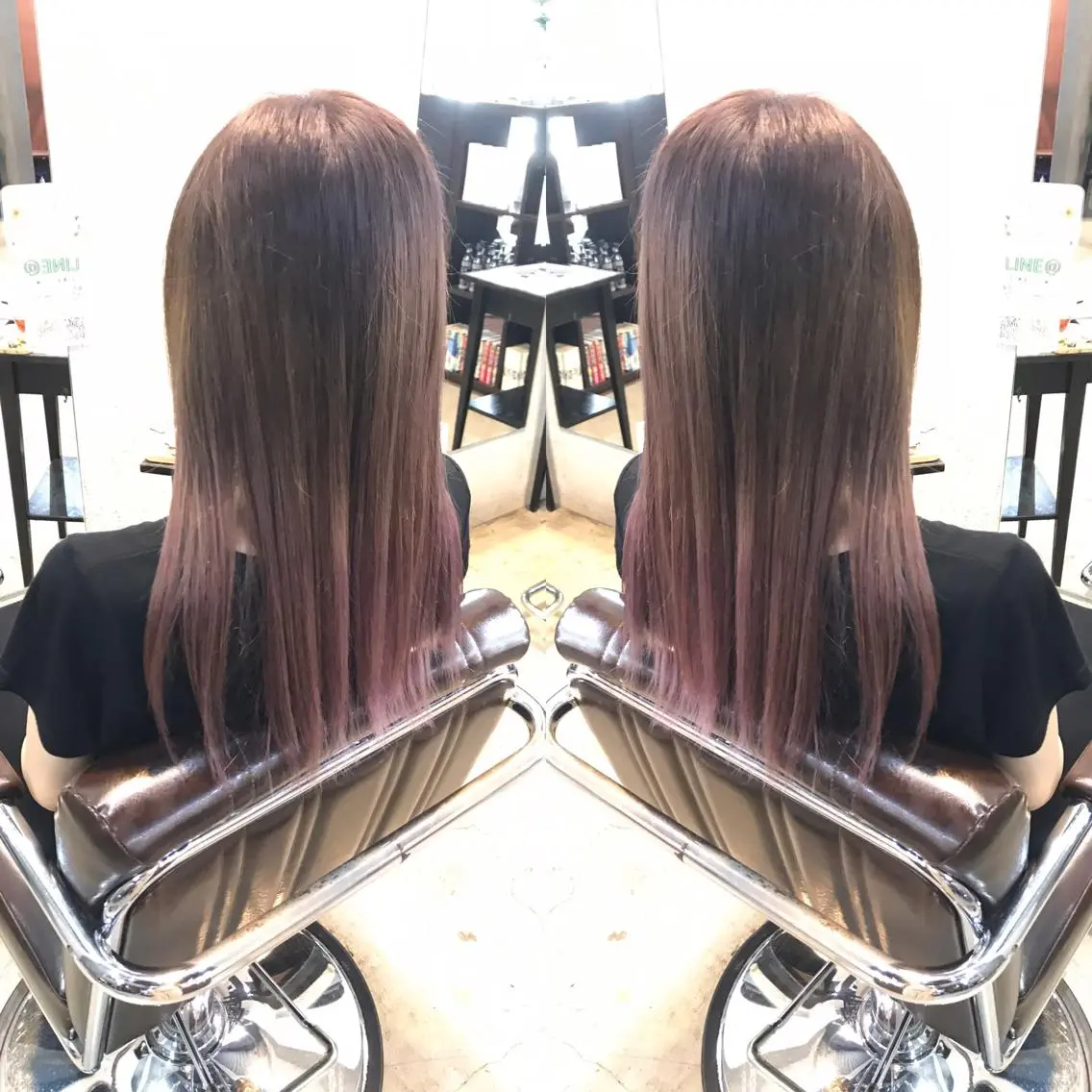 ロング カラー グラデーションカラー ピンクカラー バイオレットカラー 正分 真美のヘアスタイル