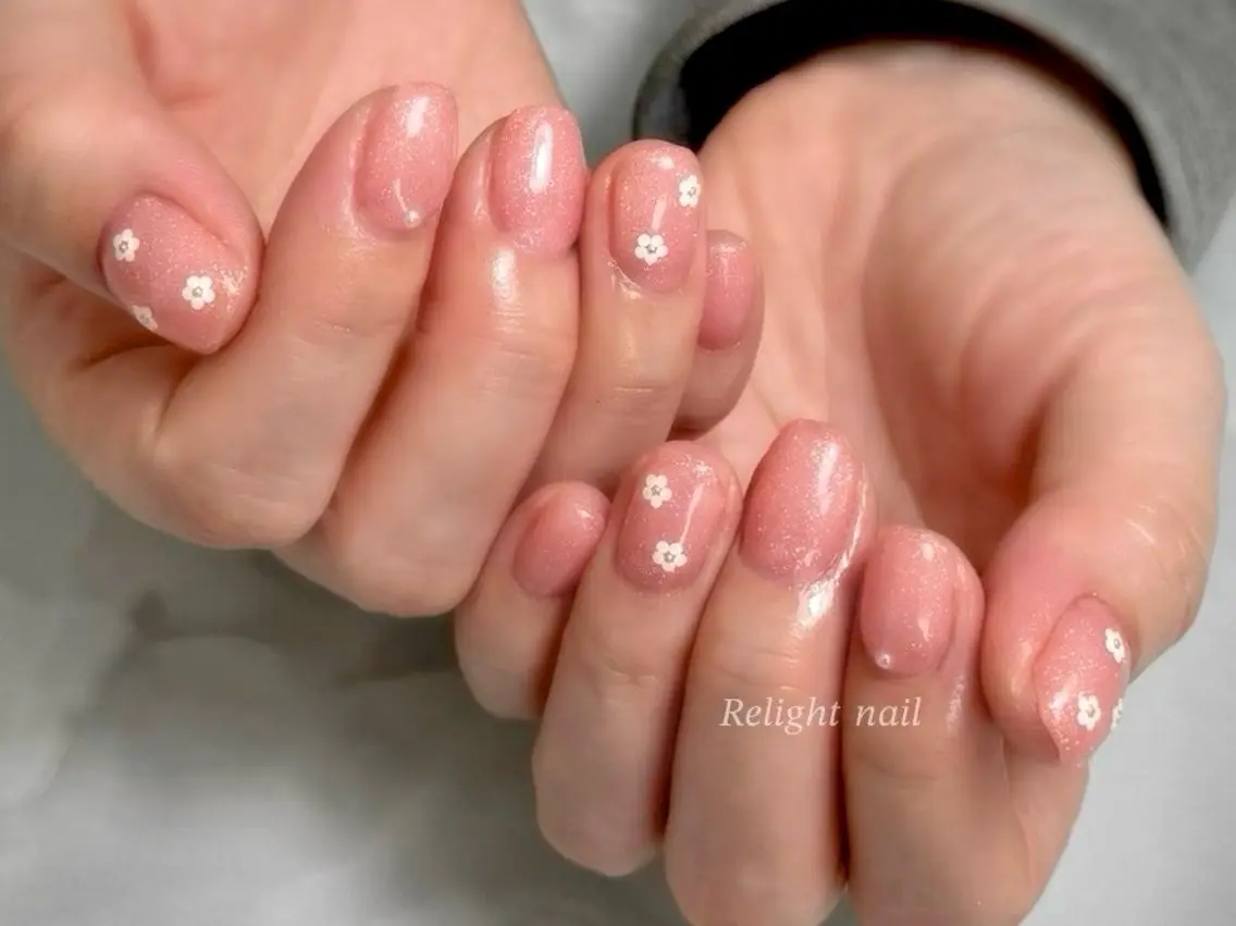 ネイル ワンカラーネイル ピンク 春ネイル Relight RIEのネイルデザイン
