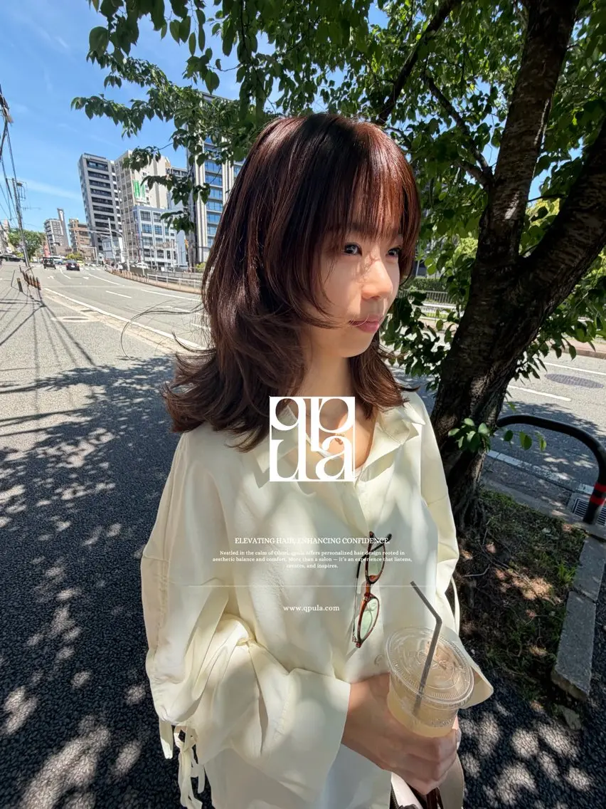 セミロング カラー レイヤーカット ウルフカット ウルフレイヤー 城 慎太郎のヘアスタイル