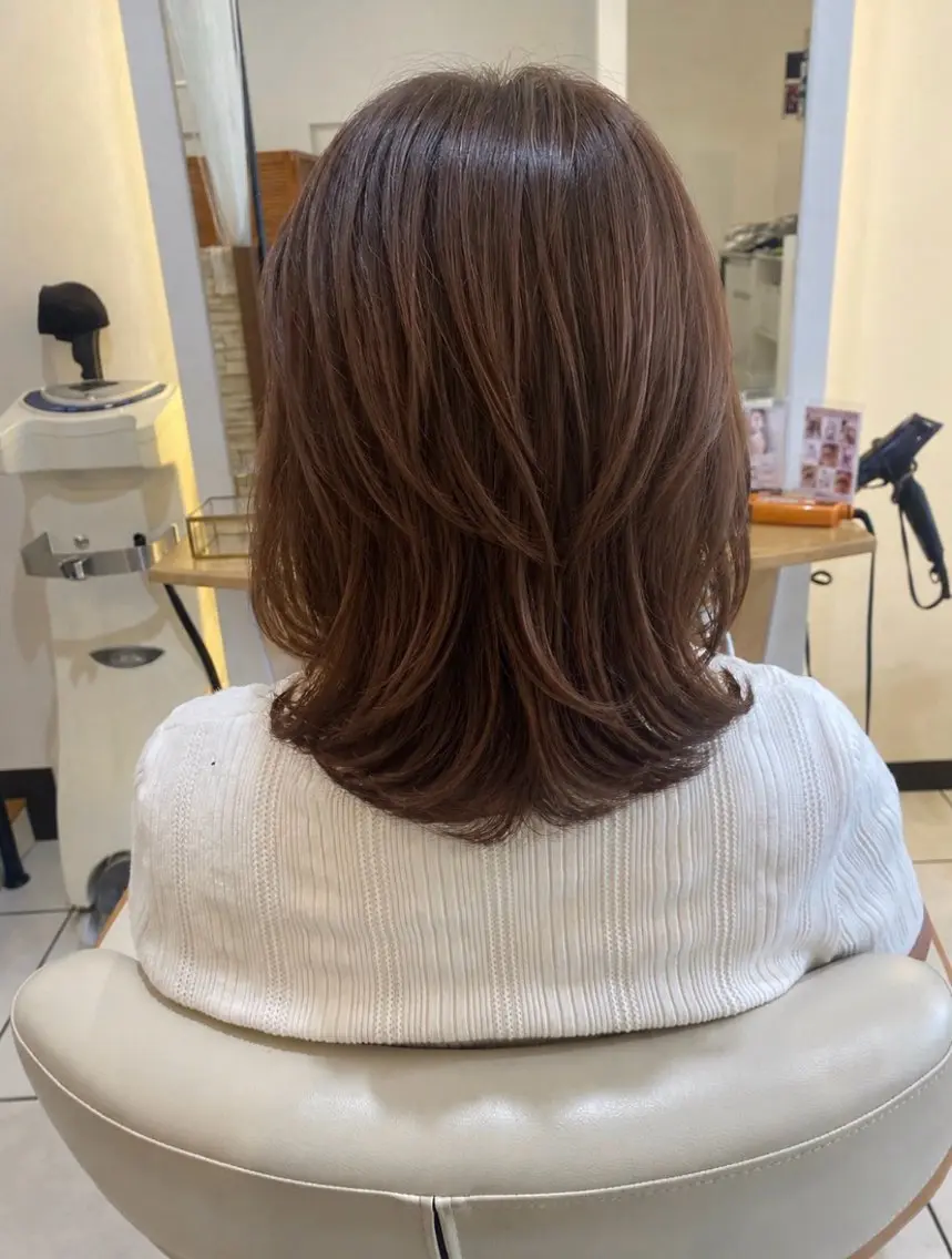 ミディアム ミディアムパーマ カット ELLE/ 愛美のヘアスタイル