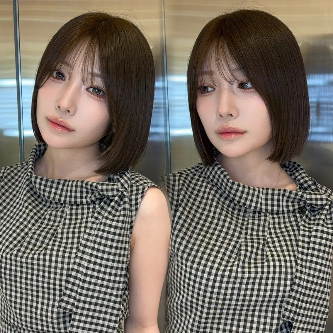 ミディアム カラー ヘアアレンジ ベージュカラー 透明感カラー ボブ 韓国風ヘア ワンホンヘア 韓国ヘア/ レイヤー/Rumiのヘアスタイル
