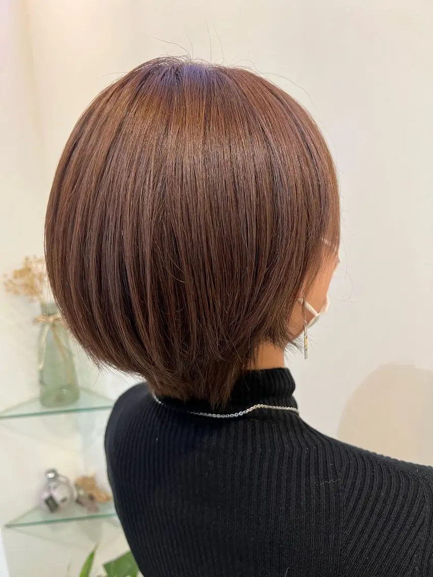 ショート カラー ブリーチしない暖色 カラー🥀杉 優菜のヘアスタイル