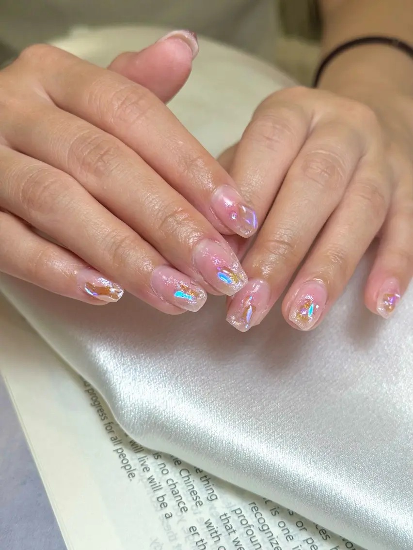 ネイル 氷ネイル・うるうるネイル 韓国ネイル ワンホンネイル nail room 5890  noaのネイルデザイン