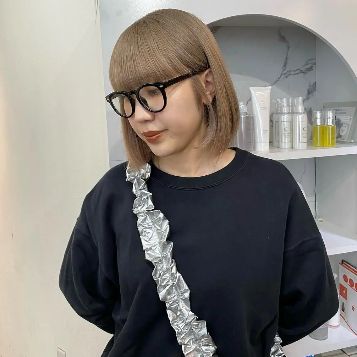 ショート カラー ベージュカラー ヘアカラー カットモデル୨୧大阪 梅田タカシマリナ♡のヘアスタイル