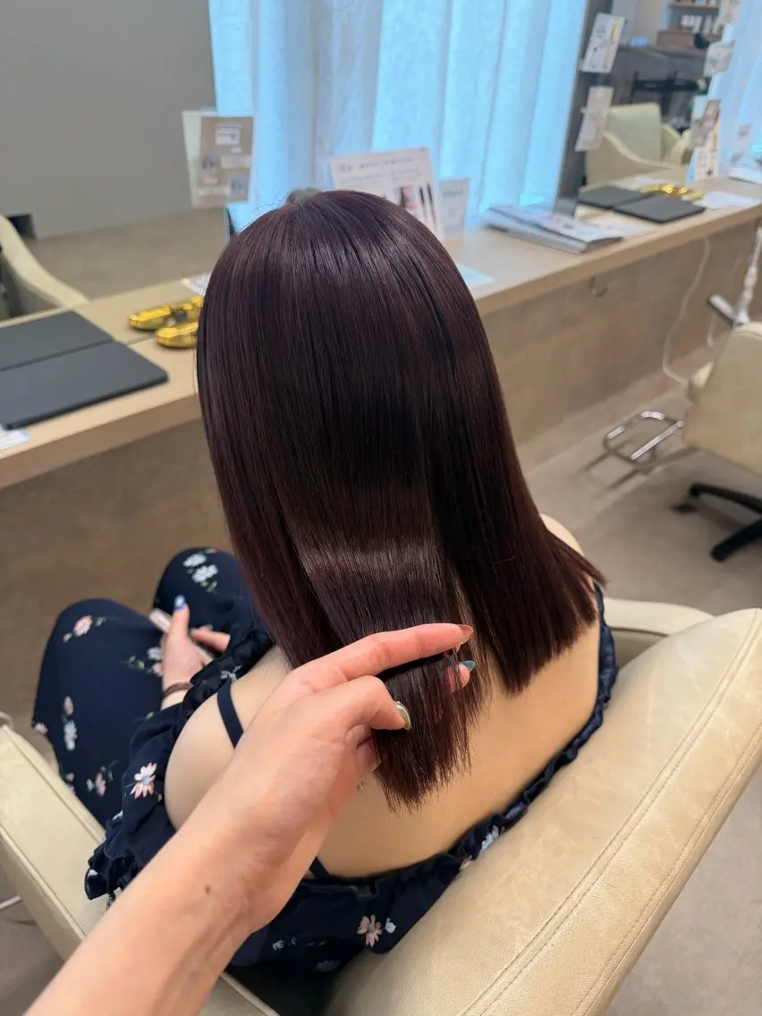 ミディアム カラー カット ヘアカラー トリートメント りん/ハイトーン💖 🌈髪質改善✨️浜松のヘアスタイル