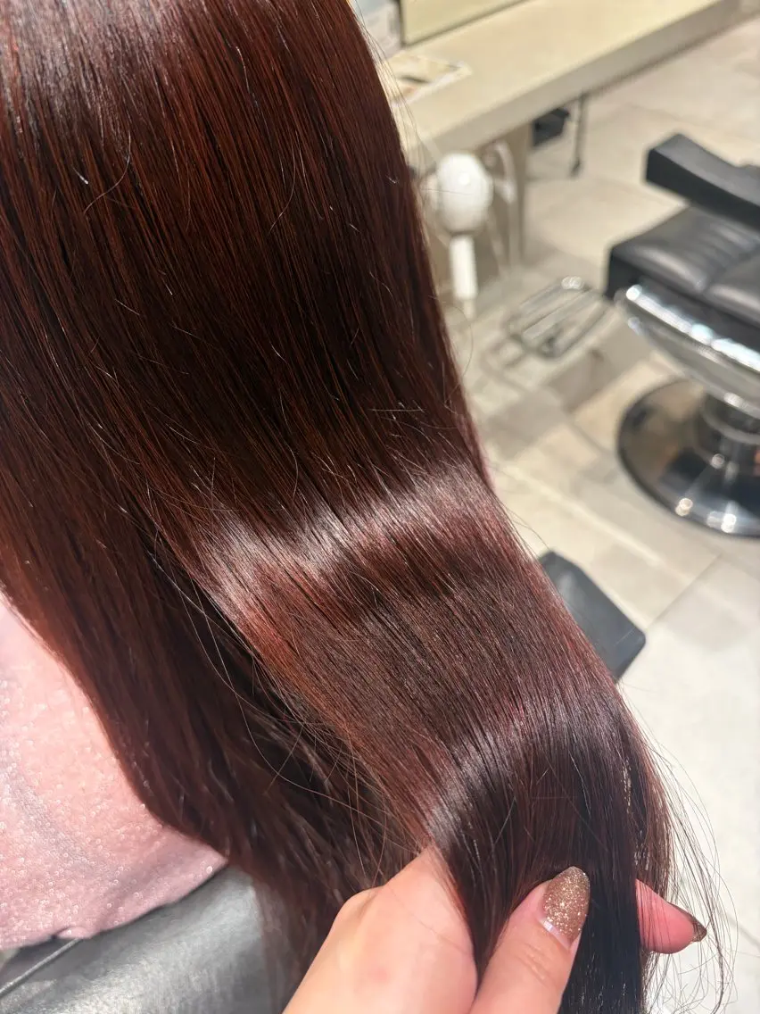 ロング ピンクブラウン カット ヘアカラー newton 🎀ここむぎのヘアスタイル