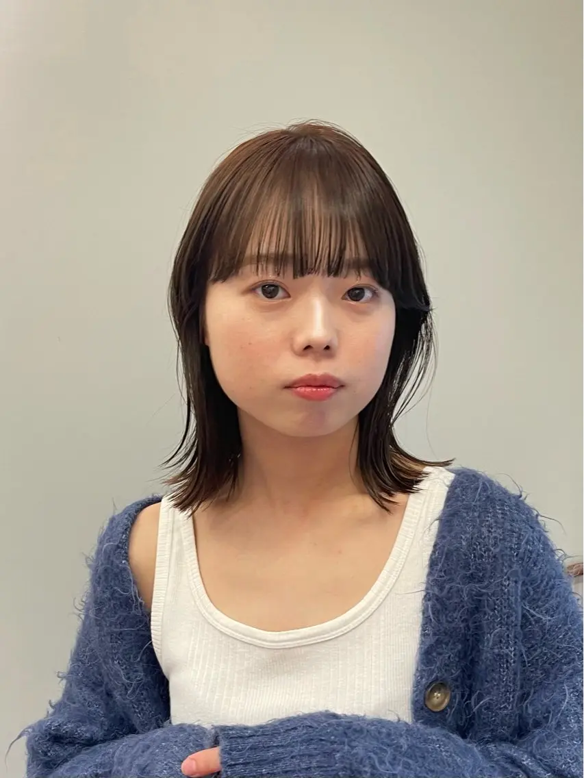 ミディアム カット 蜂須賀🐝縮毛矯正 ストレートパーマのヘアスタイル