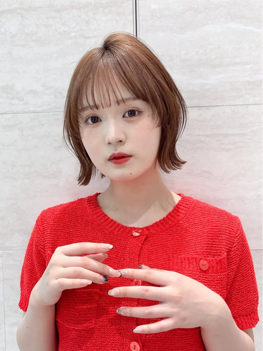 ショート カット ヘアカラー トリートメント 💖ボブ/縮毛矯正 顔周りレイヤー/ユイのヘアスタイル