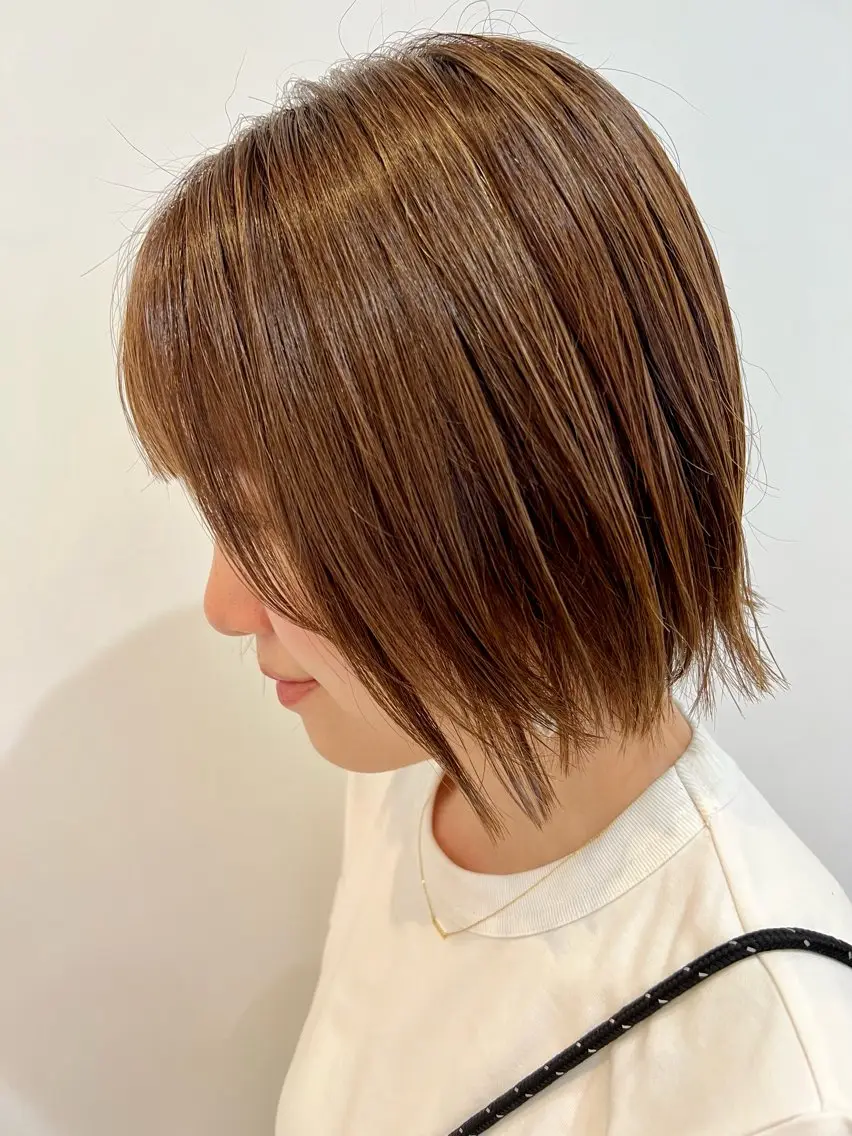 ミディアム ハイライト トリートメント カット ヘアカラー トリートメント 興津/韓国レイヤー ダブルカラー美髪縮毛のヘアスタイル
