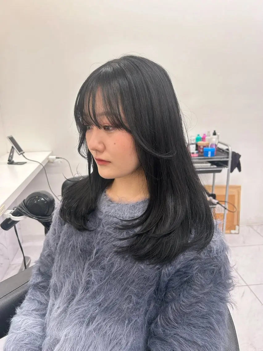 ロング カラー パーマ ヘアアレンジ メンズ キッズ ブリーチなしカラー/ ブラウン/レイヤーのヘアスタイル