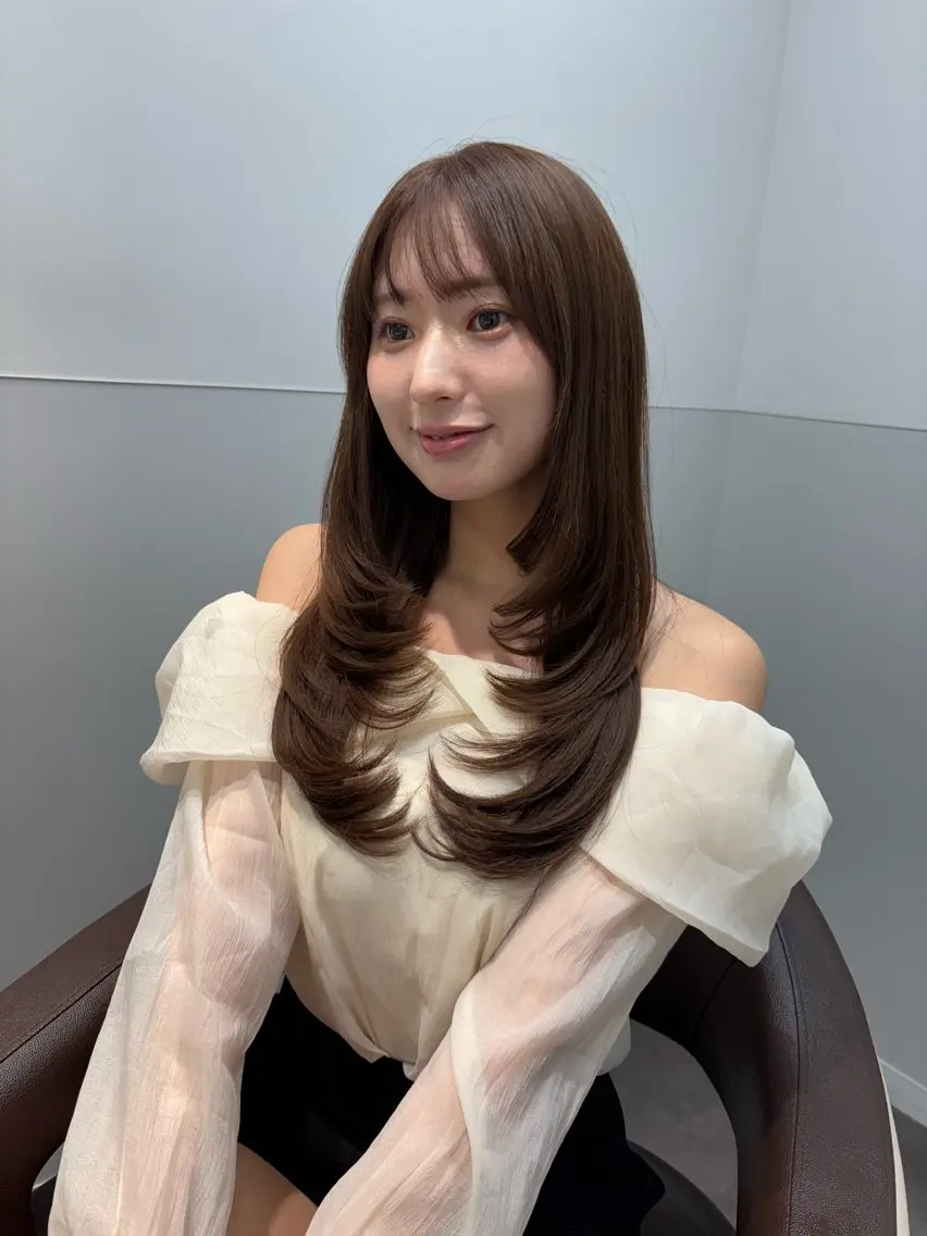 ロング カラー レイヤーカット カット ヘアカラー トリートメント JIL BLAN千葉 代表 Toshikiのヘアスタイル