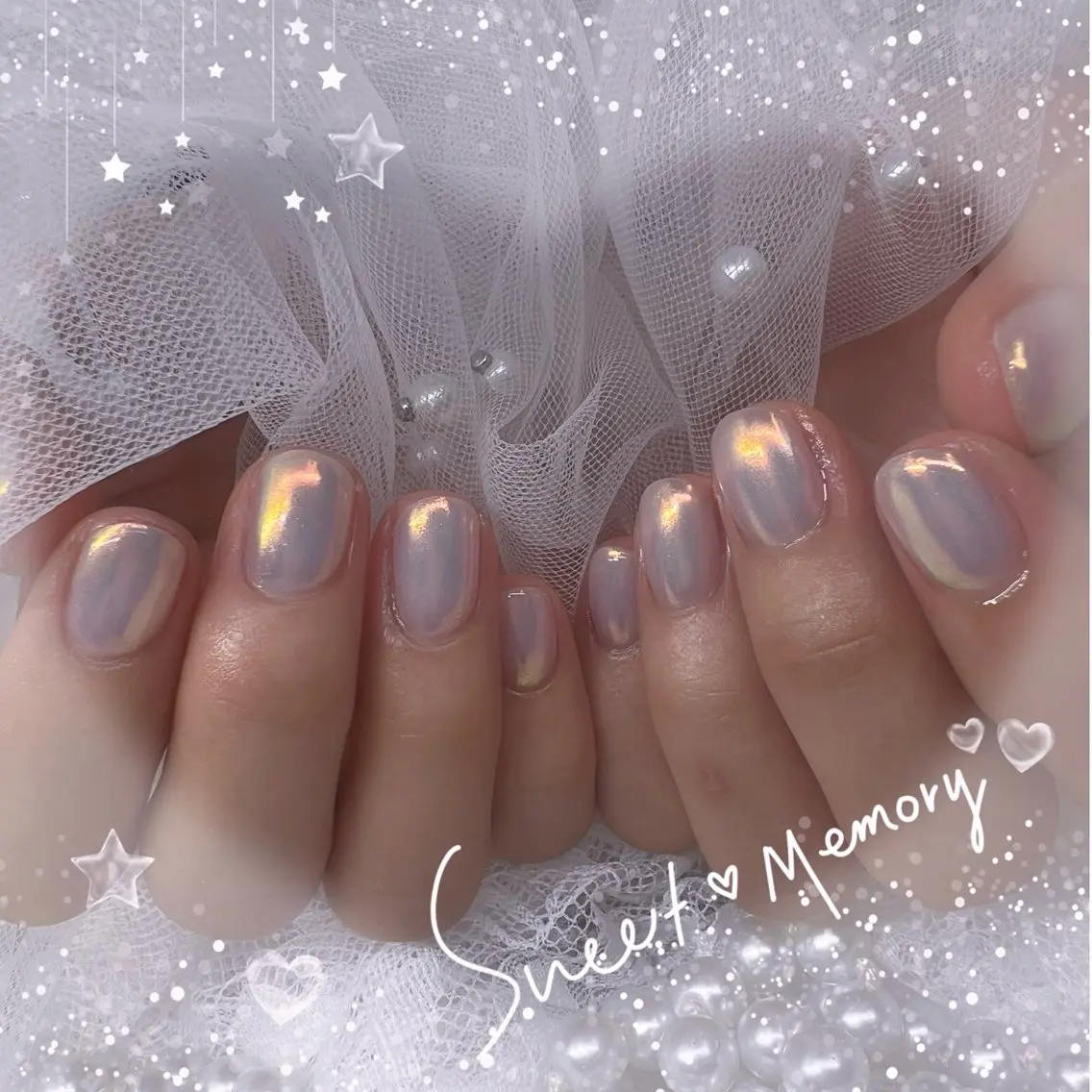 ネイル チークネイル フレンチネイル ガーリー ガラスフレンチ グラデーション ハンドネイル Chill Nailsalonのネイルデザイン