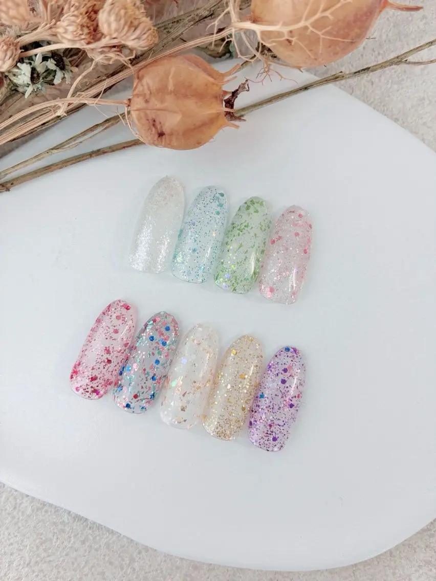ネイル アートネイル クリアネイル キラキラネイル ラメ(グリッター) ワンカラーネイル ハンドネイル nailsalon anrireのネイルデザイン