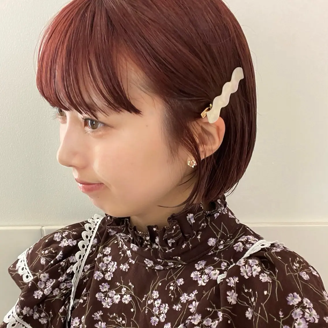ショート カラー レッドカラー 顔まわり🥨レイヤー /透明感/水口舞奈のヘアスタイル