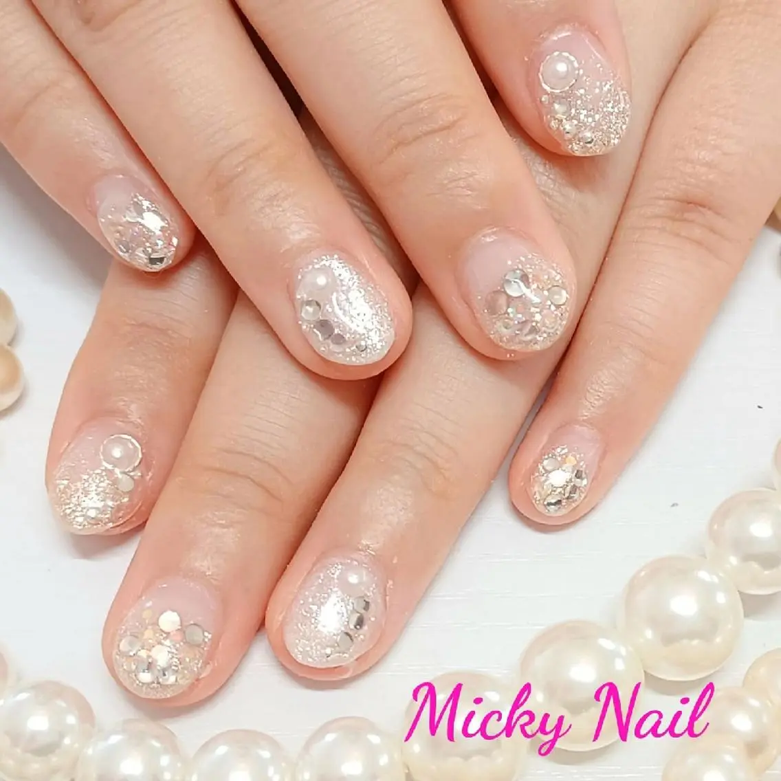 ショート ネイル キラキラネイル ブライダルネイル Micky nail chikushinoのその他イメージ