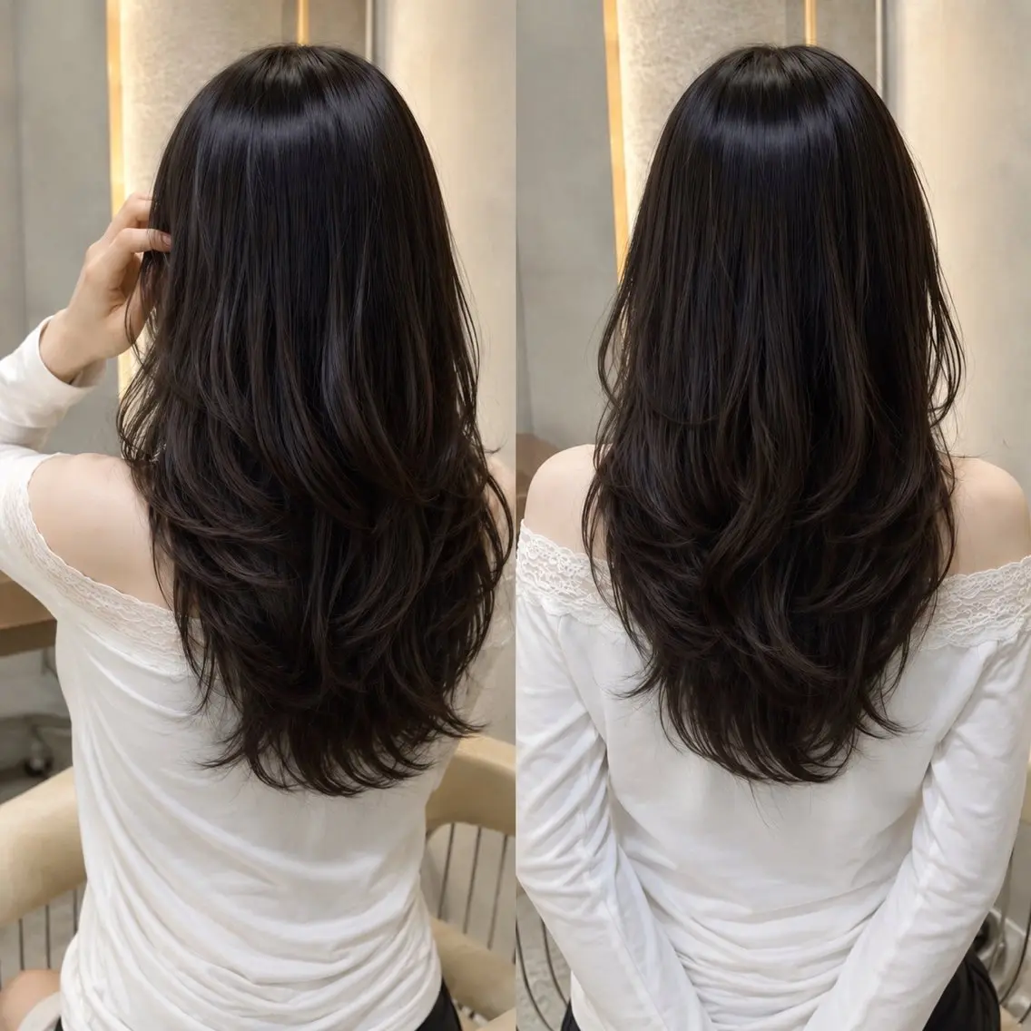 ロング カット ヘアカラー トリートメント 韓国レイヤー 田中 励也のヘアスタイル