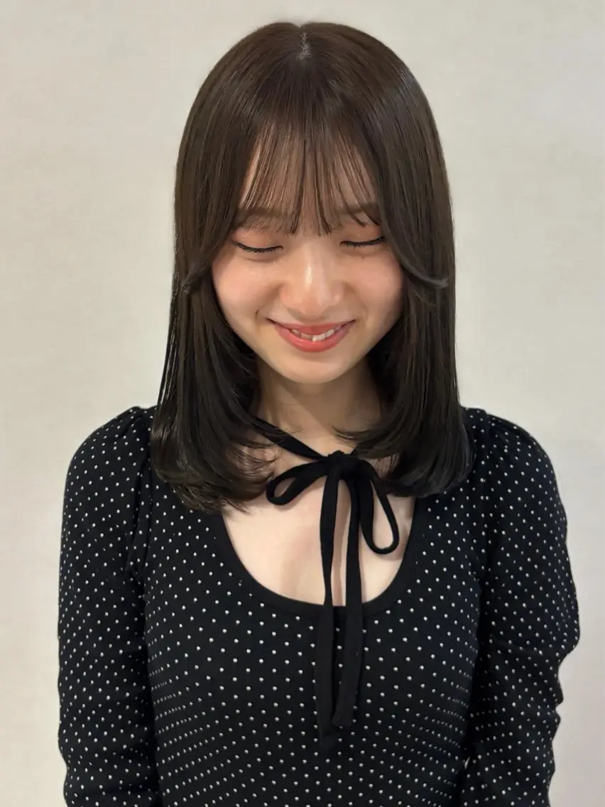 セミロング カラー 透明感カラー 顔周りカット カット ヘアカラー トリートメント 名駅/sHiHo/透 明感カラー✨🎀/のヘアスタイル