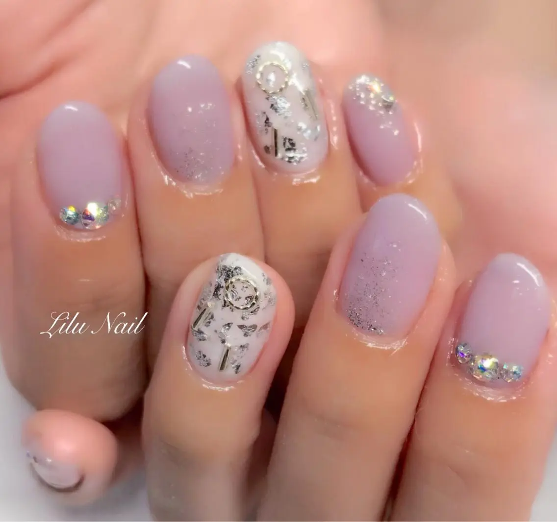 ネイル パープル シンプルネイル モチの良さ◉ フィルインネイル♡のネイルデザイン