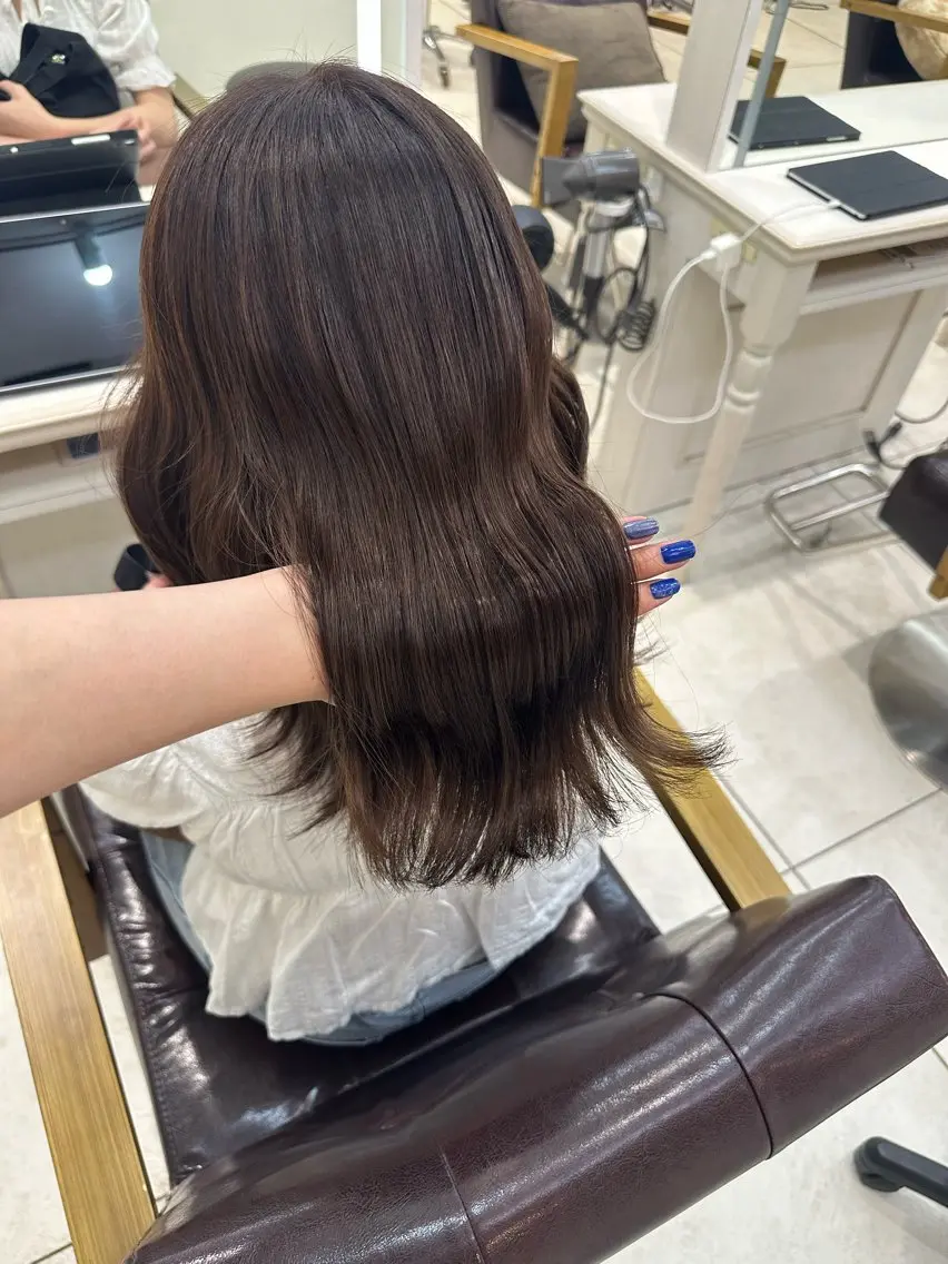 セミロング カラー アッシュ アッシュブラウン ベージュカラー ブラウンカラー 透明感カラー ヘアカラー 艶髪／ブリーチ🌟 銀座/HARUKAのヘアスタイル