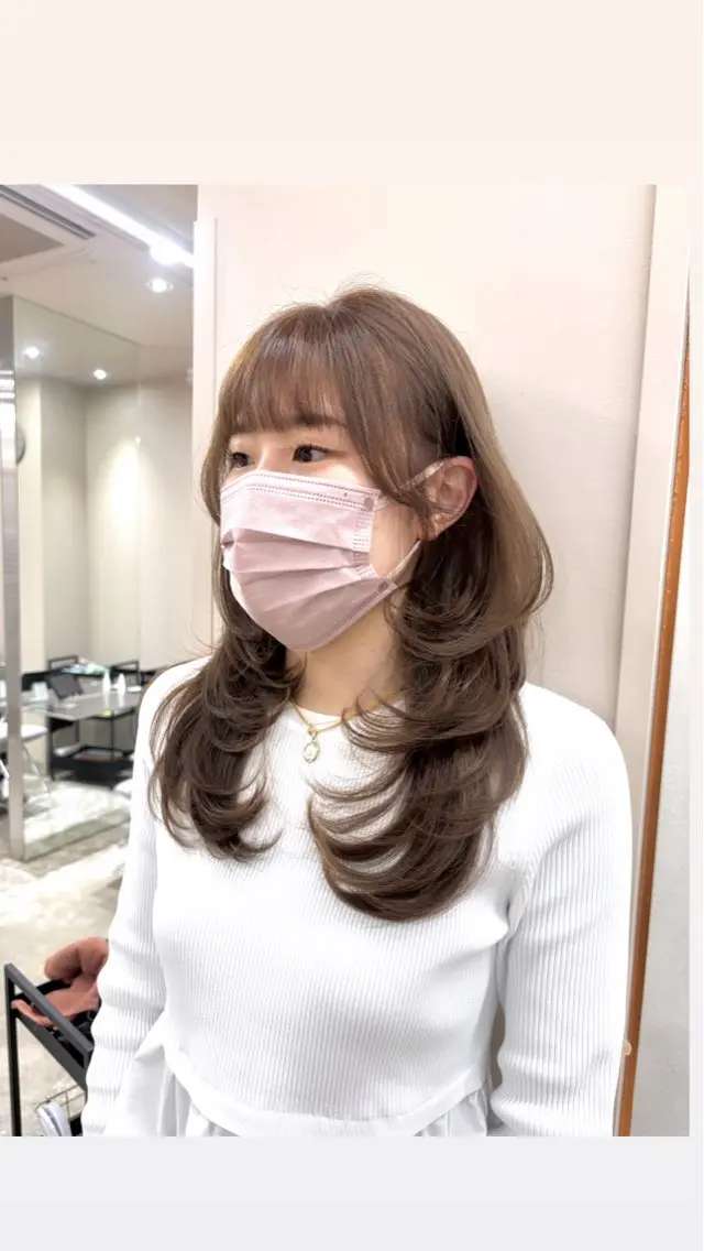 ロング レイヤーカット カット ヘアカラー トリートメント コトネ🫧 韓国風レイヤーカットのヘアスタイル