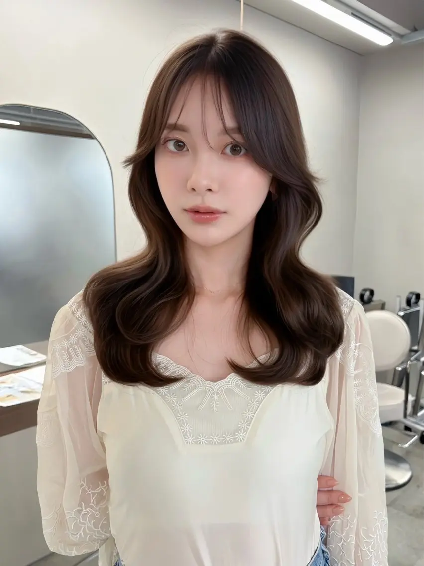 セミロング カラー ブラウンカラー 透明感カラー マロンブラウン レイヤーカット カット ヘアカラー トリートメント 藤野 結衣のヘアスタイル