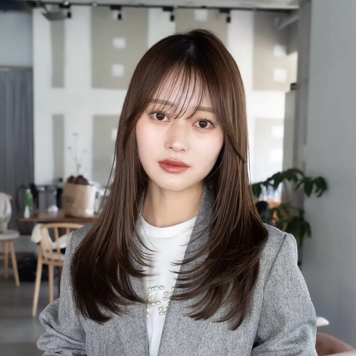 ロング カラー ヘアカラー トリートメント ムツキ/品のある 艶カラー/縮毛矯正のヘアスタイル