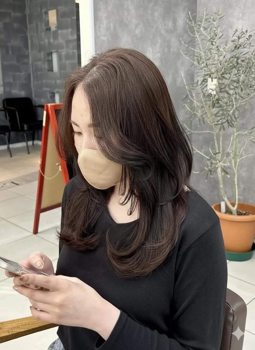 ロング カラー レイヤーカット カット ヘアカラー レイヤー職人・ 似合せ美容師そうまのヘアスタイル