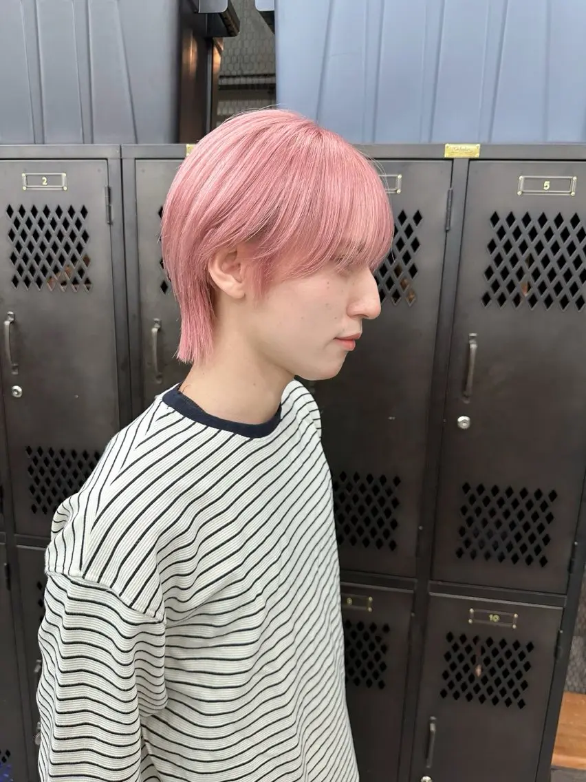 ミディアム カラー メンズ ベージュカラー ピンクカラー ピンクベージュ ヘアカラー トリートメント メンズ特化 🦋KANOKO🦋のヘアスタイル