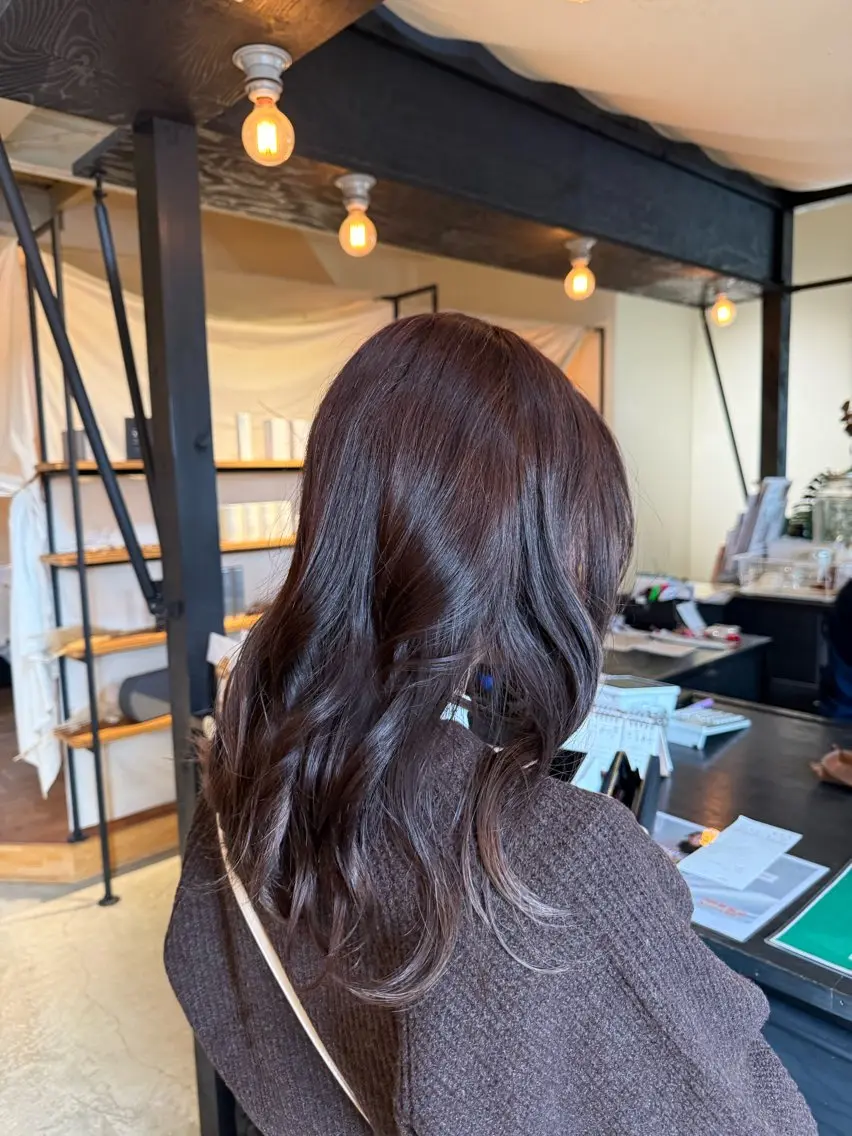 セミロング カラー ブラウンカラー ピンクカラー ピンクブラウン カット ヘアカラー 暖色カラー/髪質改善 /レイヤーカット/翠のヘアスタイル