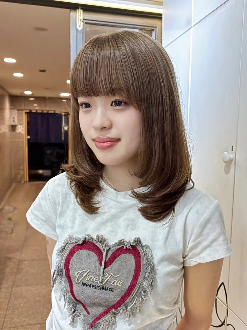 ミディアム カラー ベージュカラー ミルクティーベージュ カット ヘアカラー RINO/似合わせ /女性専用𖧷のヘアスタイル