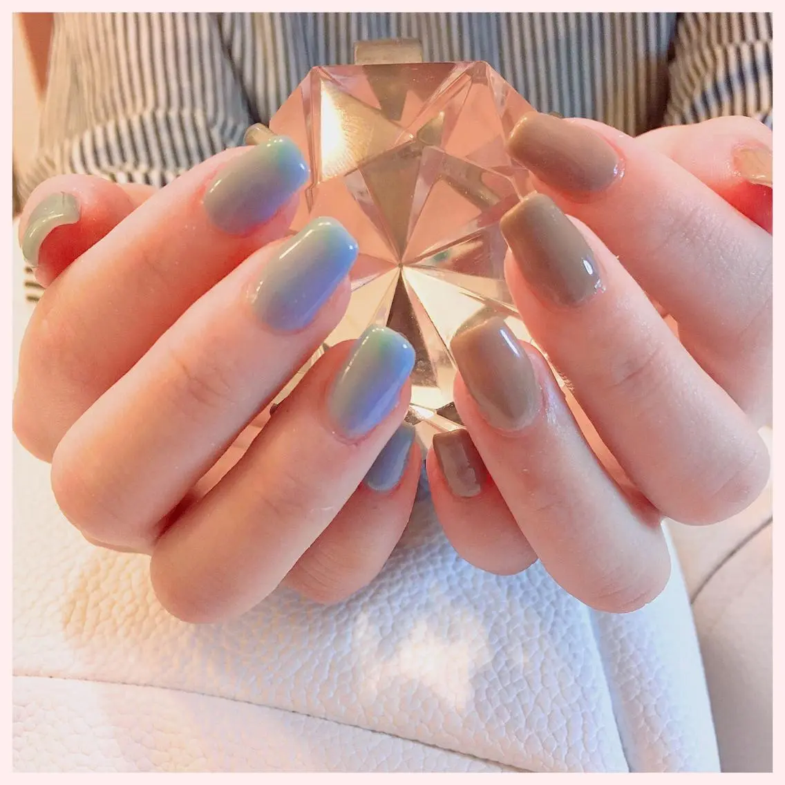 ネイル ブルー クリアネイル ハンドネイル Mplus miyukiのネイルデザイン
