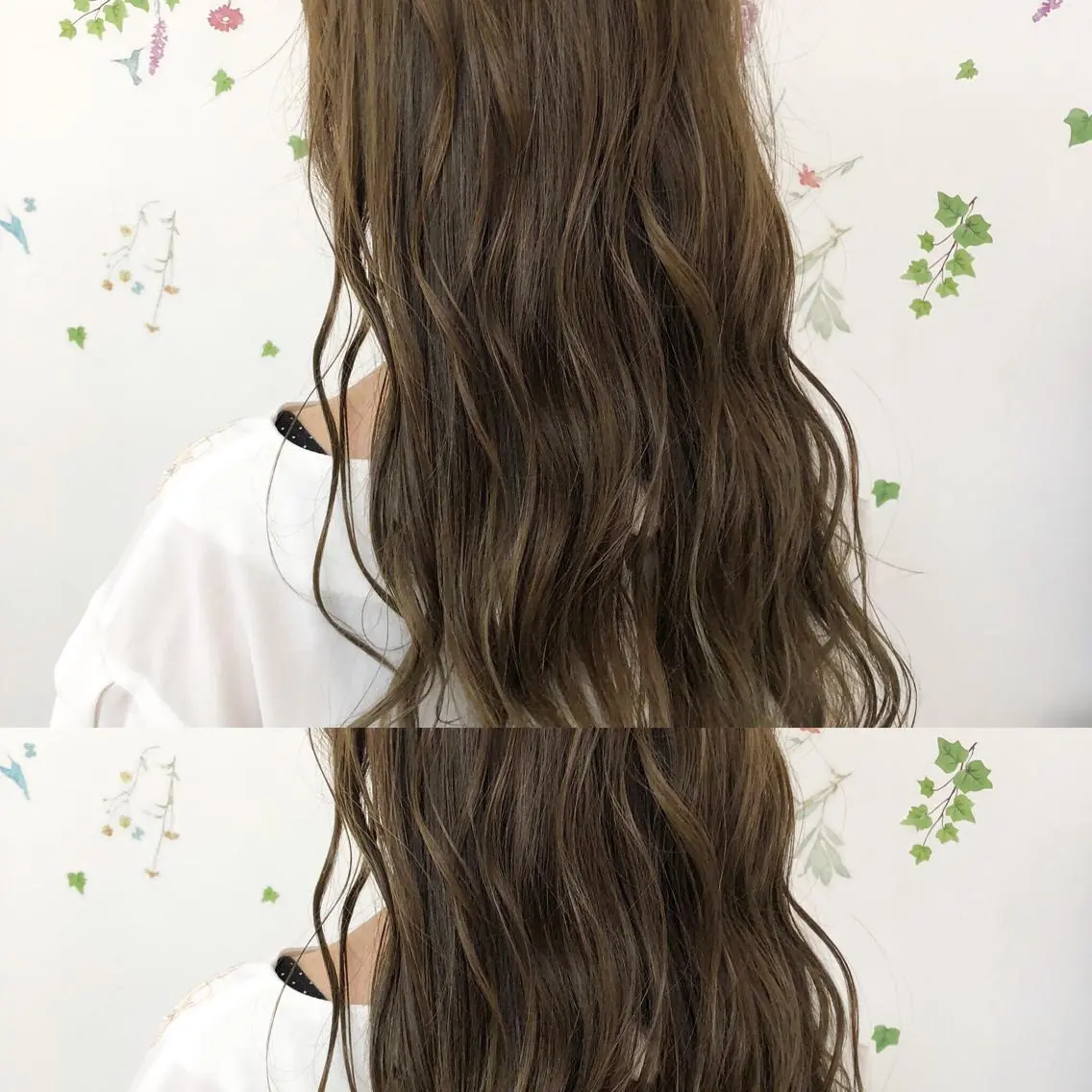 ロング カラー アッシュ バレイヤージュ ブリーチ グラデーションカラー グレージュ 似合わせカット/ レイヤーカット/新谷のヘアスタイル