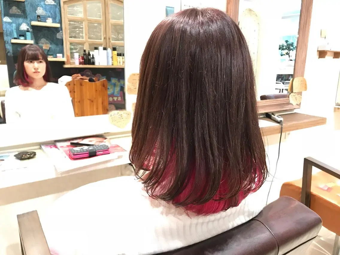 ミディアム カラー インナーカラー ピンクカラー メンズ指名多数!! 田島史也のヘアスタイル