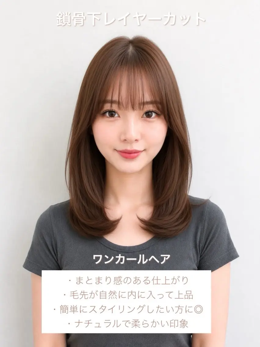 ミディアム ミディアムレイヤー レイヤーカット カット ヘアカラー トリートメント 顔周り/くびれヘア 韓国ヘア💕風間るなのヘアスタイル