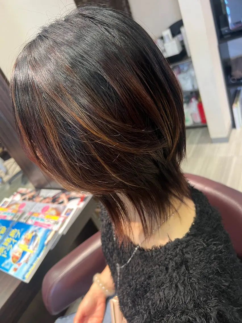 ミディアム 【南草津】髪質改善 ヘナカラー&縮毛矯正のヘアスタイル