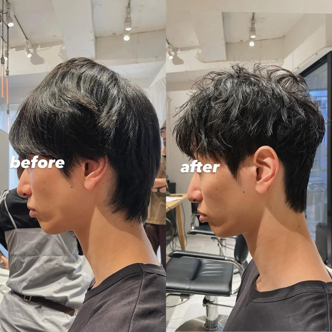 ショート パーマ メンズ ブリ—チ🌈カラ— 🌀パ—マ🌿ちえのヘアスタイル